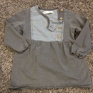 Zara Baby Blue and Gray Striped Top